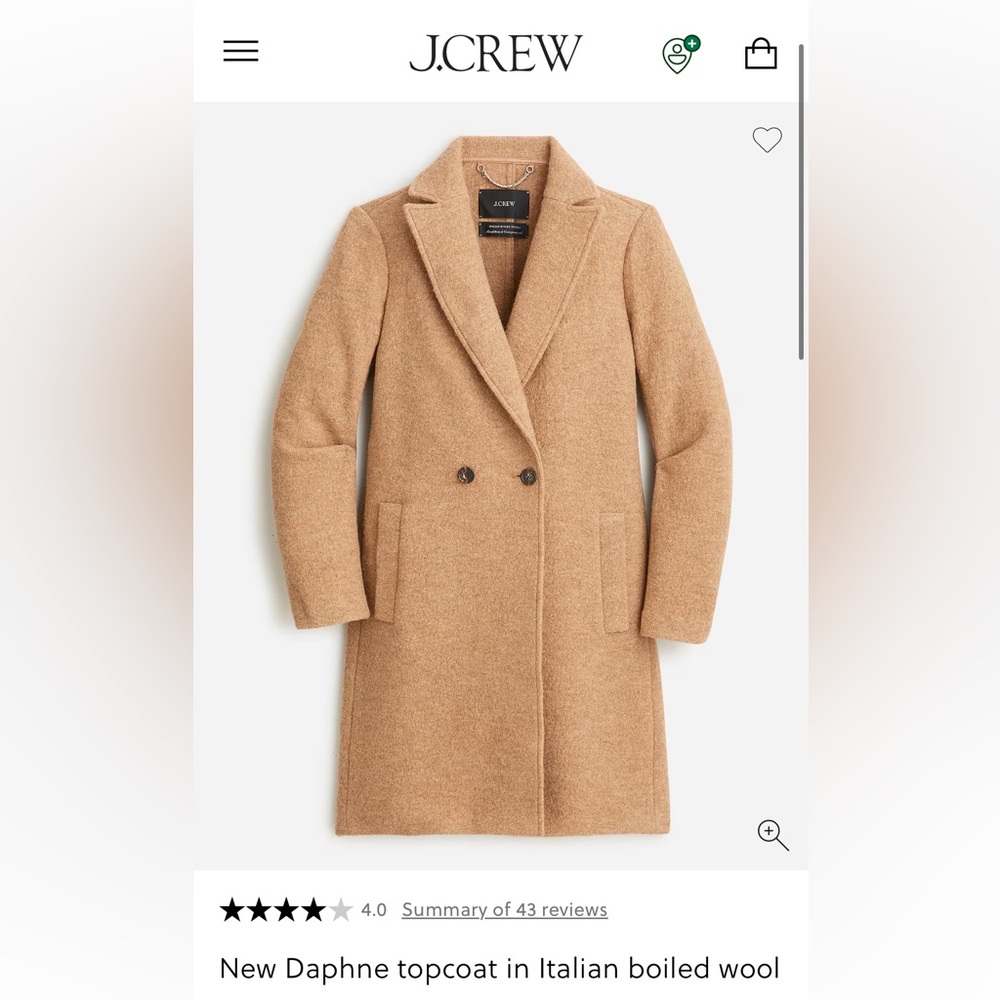 J Crew Daphne Topcoat Italian Boiled Wool